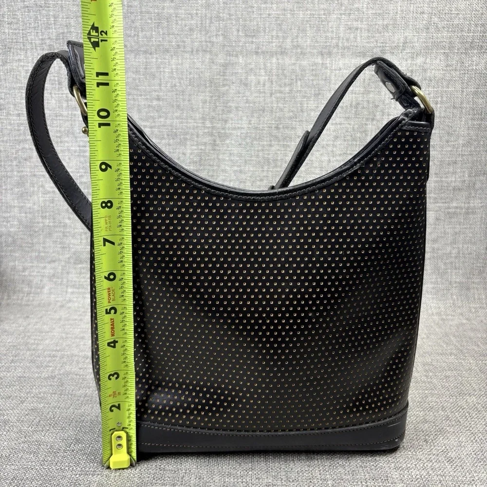 Dooney & Bourke Vintage Black Perforated Leather Shoulder Bag Made in USA Hobo